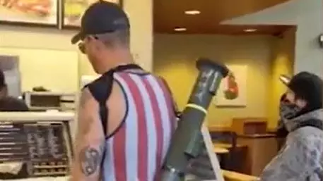 Lockdown Protester Spotted In Subway Carrying Rocket Launcher 