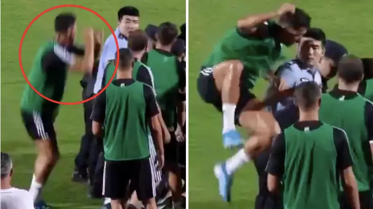 Cristiano Ronaldo Jumps On Policeman After Fan Attempts To Invade Training Session 
