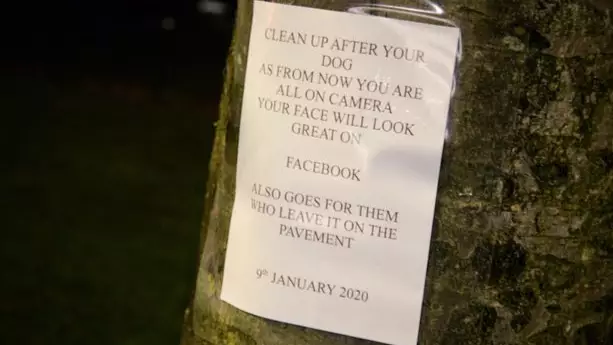 Posters Appear In Park Warning Dog Owners To Clean Up Their Pet’s Poo Or Be Shamed On Facebook  