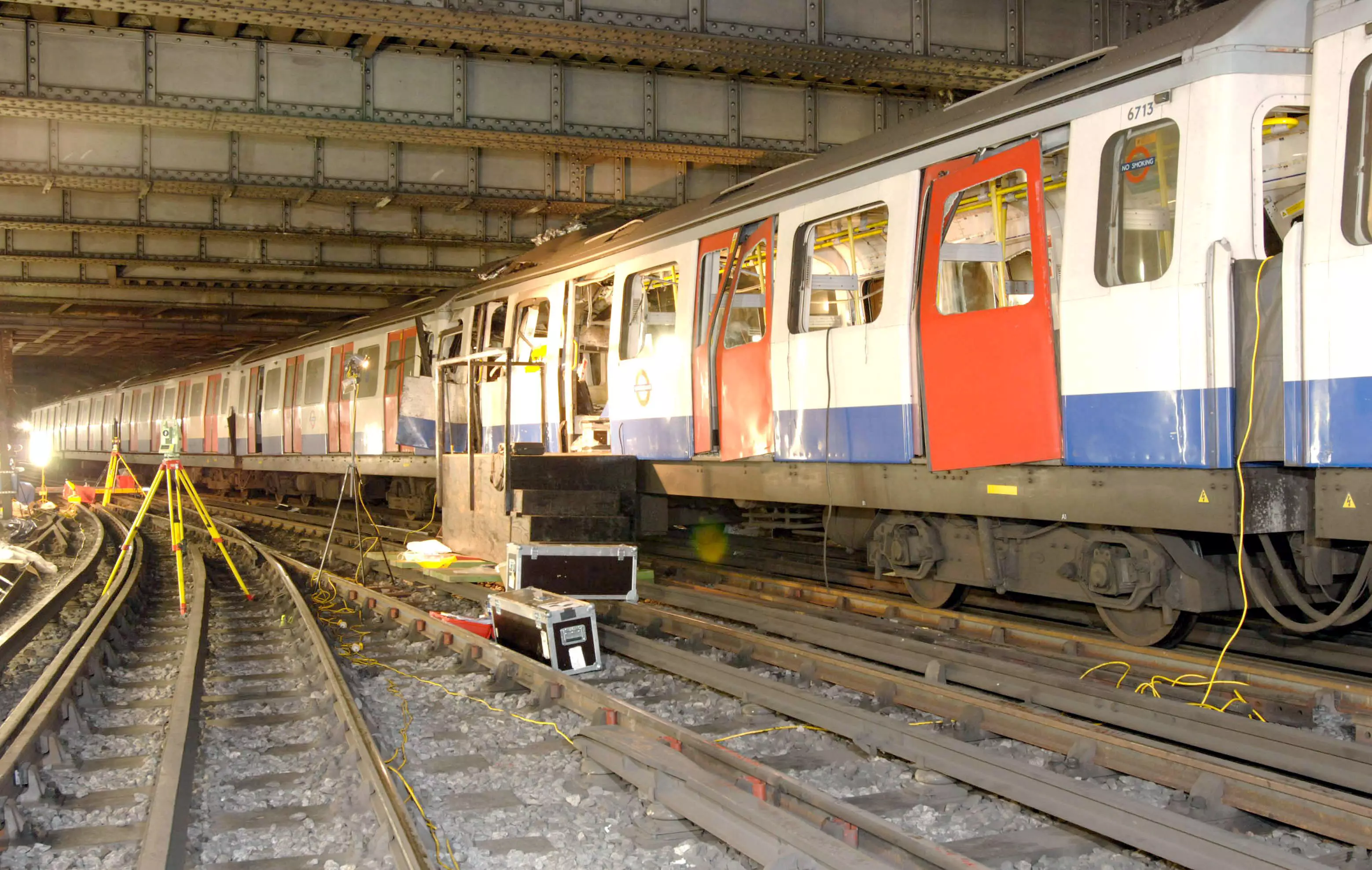 Damage on the Circle Line, where a bomb had also gone off (