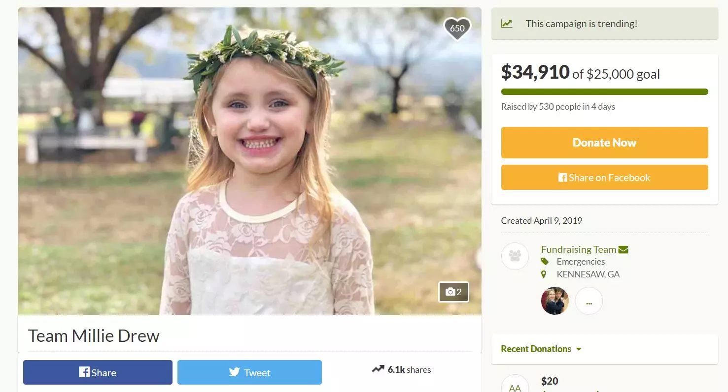 The GoFundMe page that has been set up for the family.