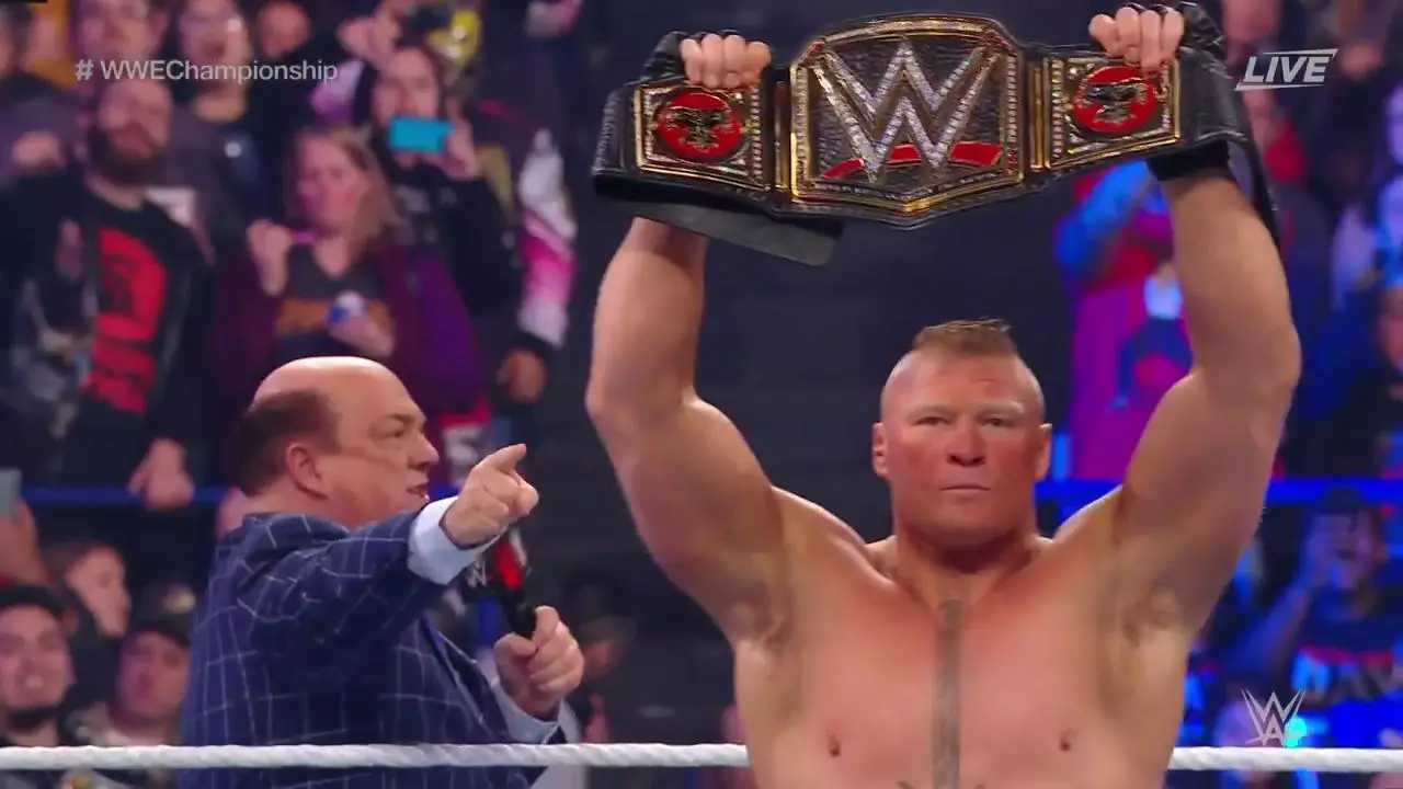 Lesnar with manager Paul Heyman. (Image
