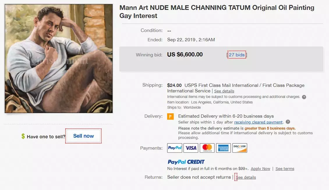 The Channing Tatum painting sold for $6,600 (£5,342) 