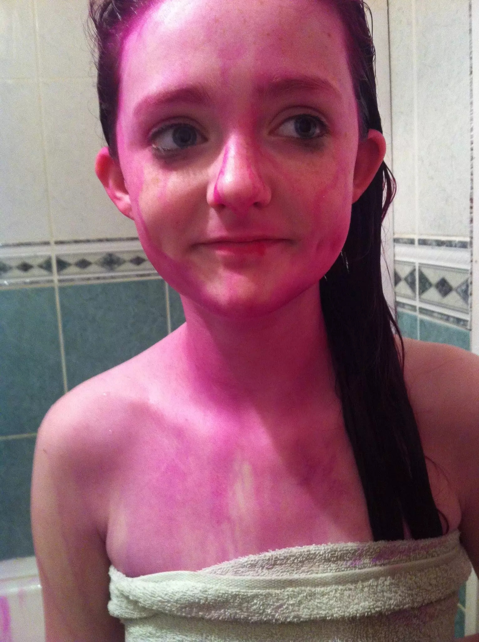 Ava managed to turn herself entirely purple (