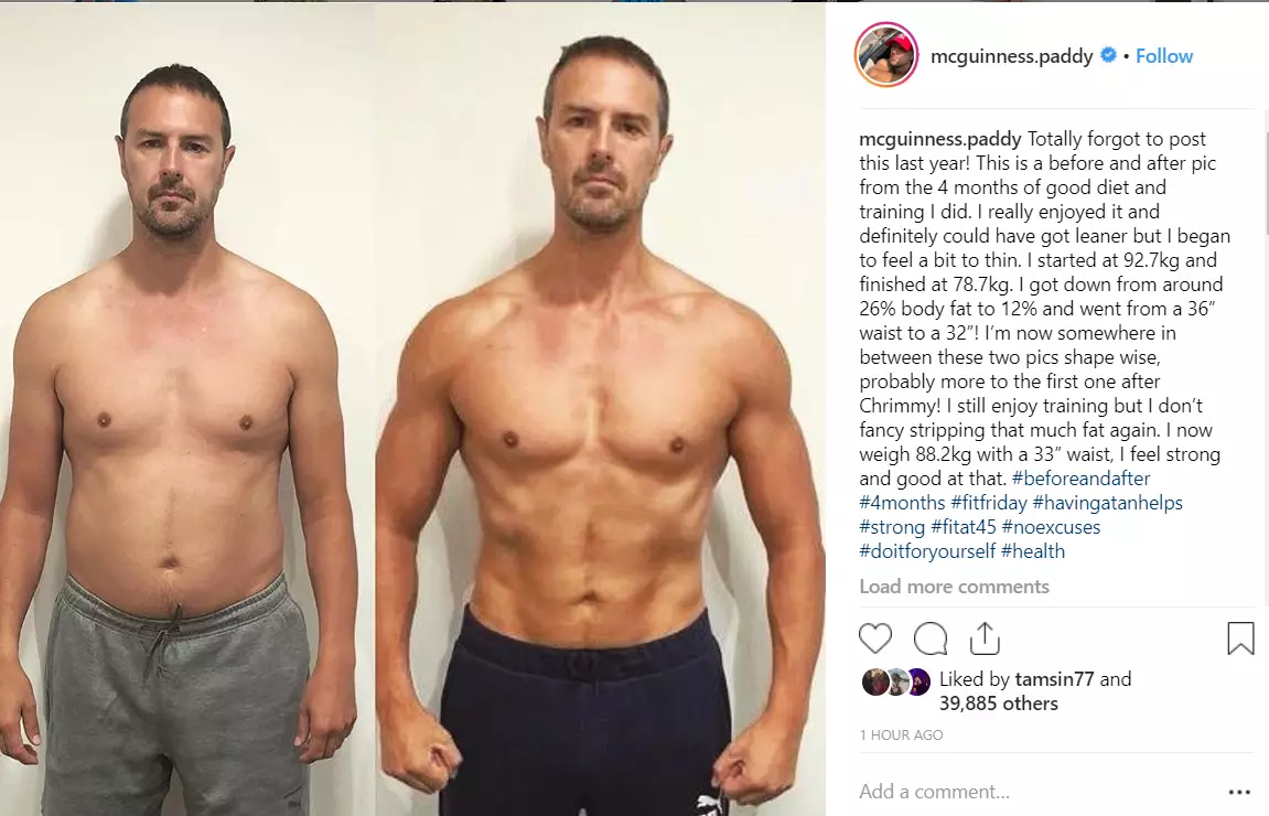 Paddy McGuinness Shares Incredible Weight Transformation.