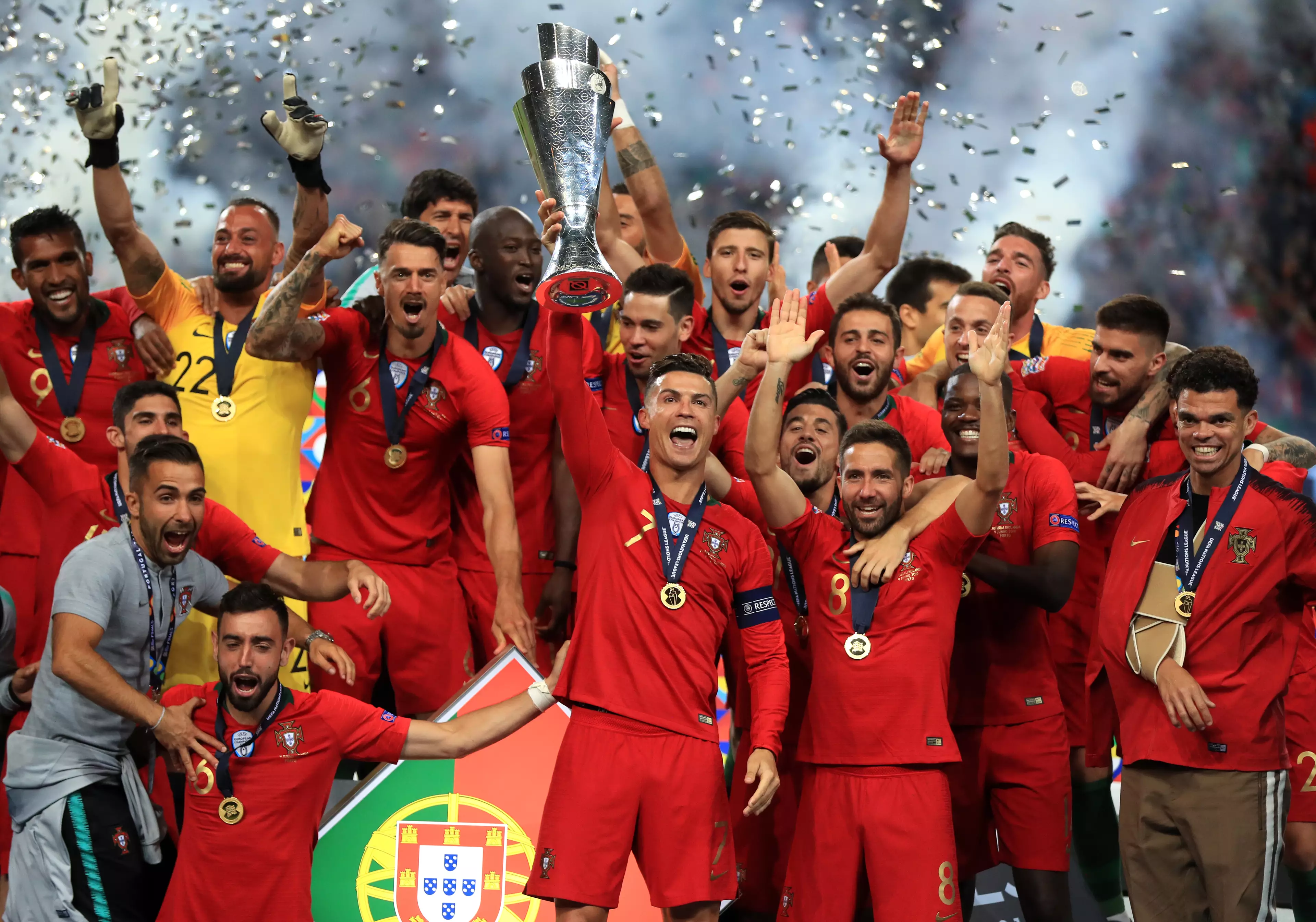 Ronaldo lifts the Nations League trophy. Image: PA Images