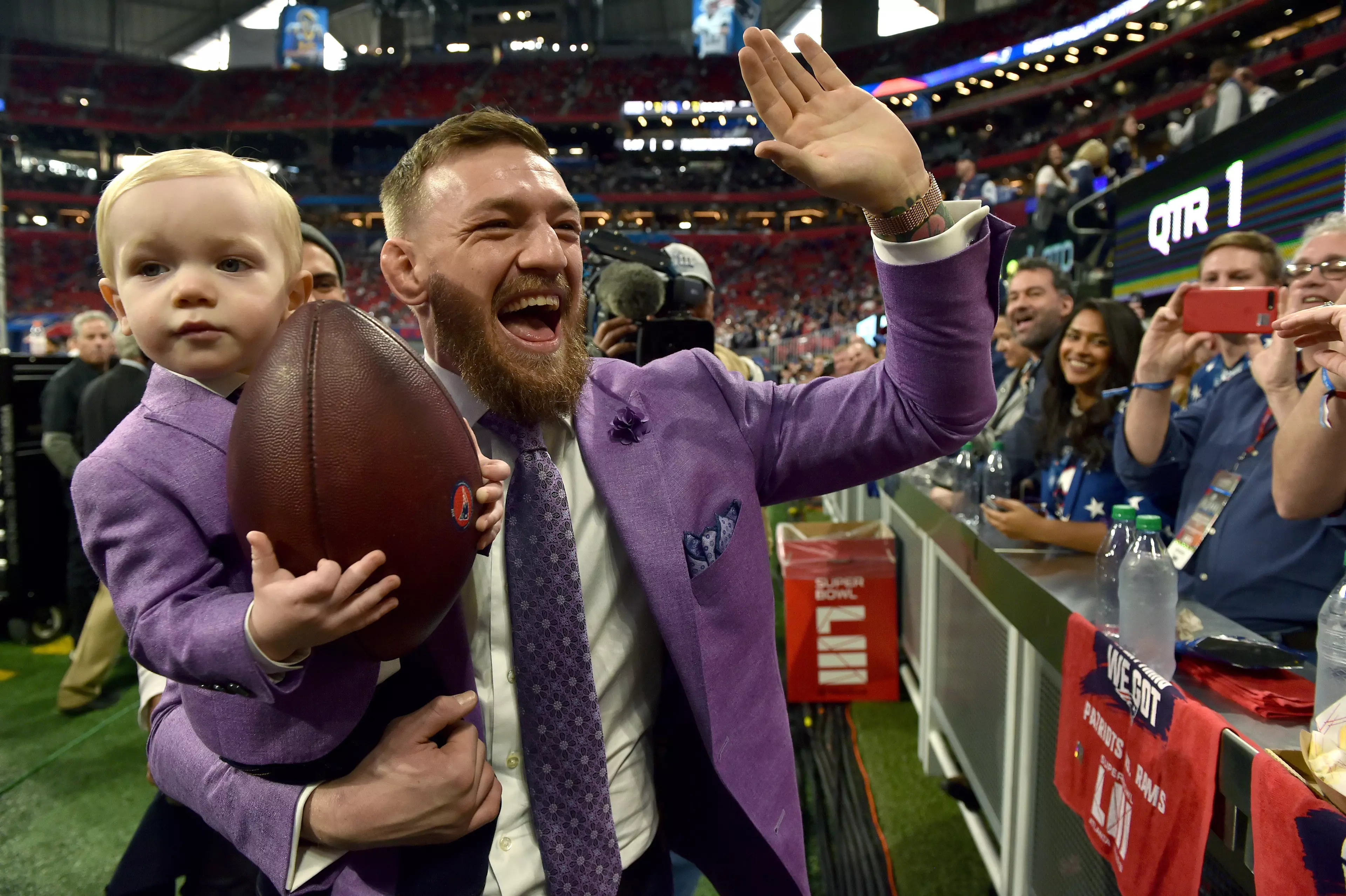McGregor and his son at the Super Bowl earlier in 2019.