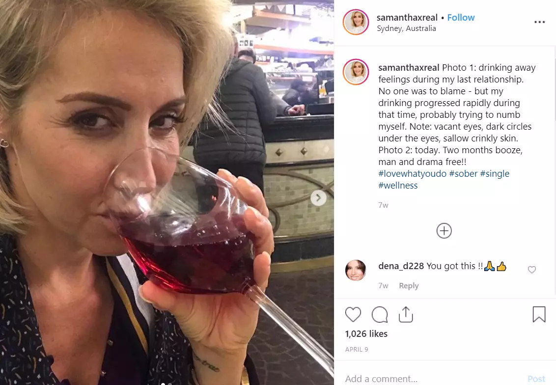 Samantha has opened up about her alcohol problems.