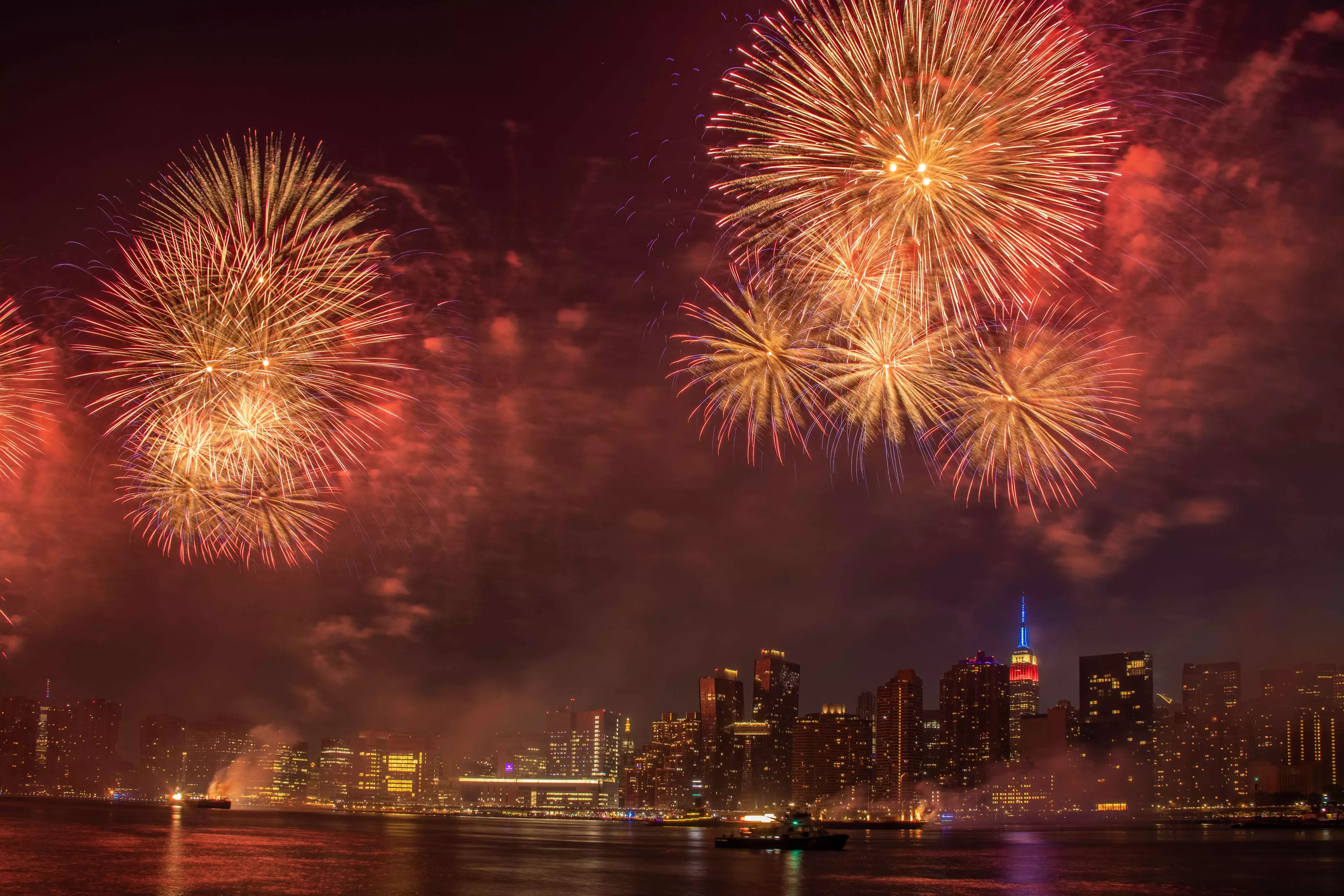 Fireworks in New York to celebrate Independence Day 2021.
