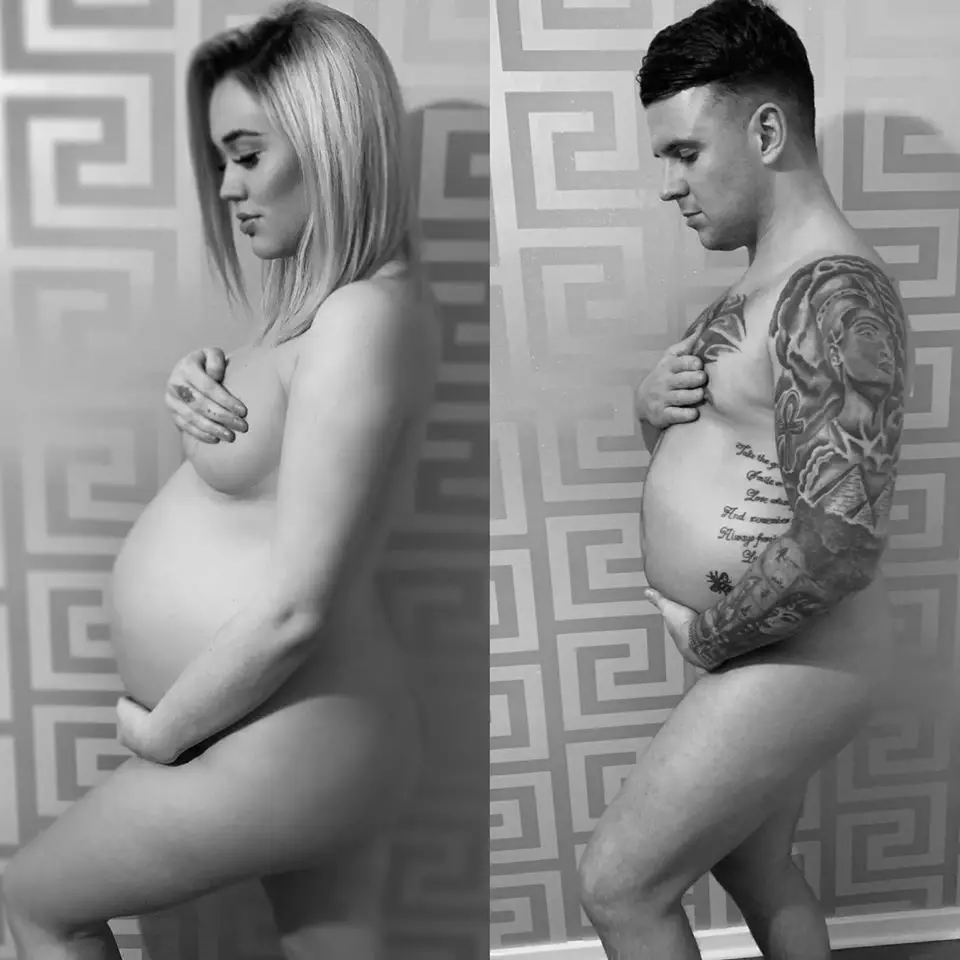 The couple have been showered with praise for their humorous take on the classic pregnancy pic.