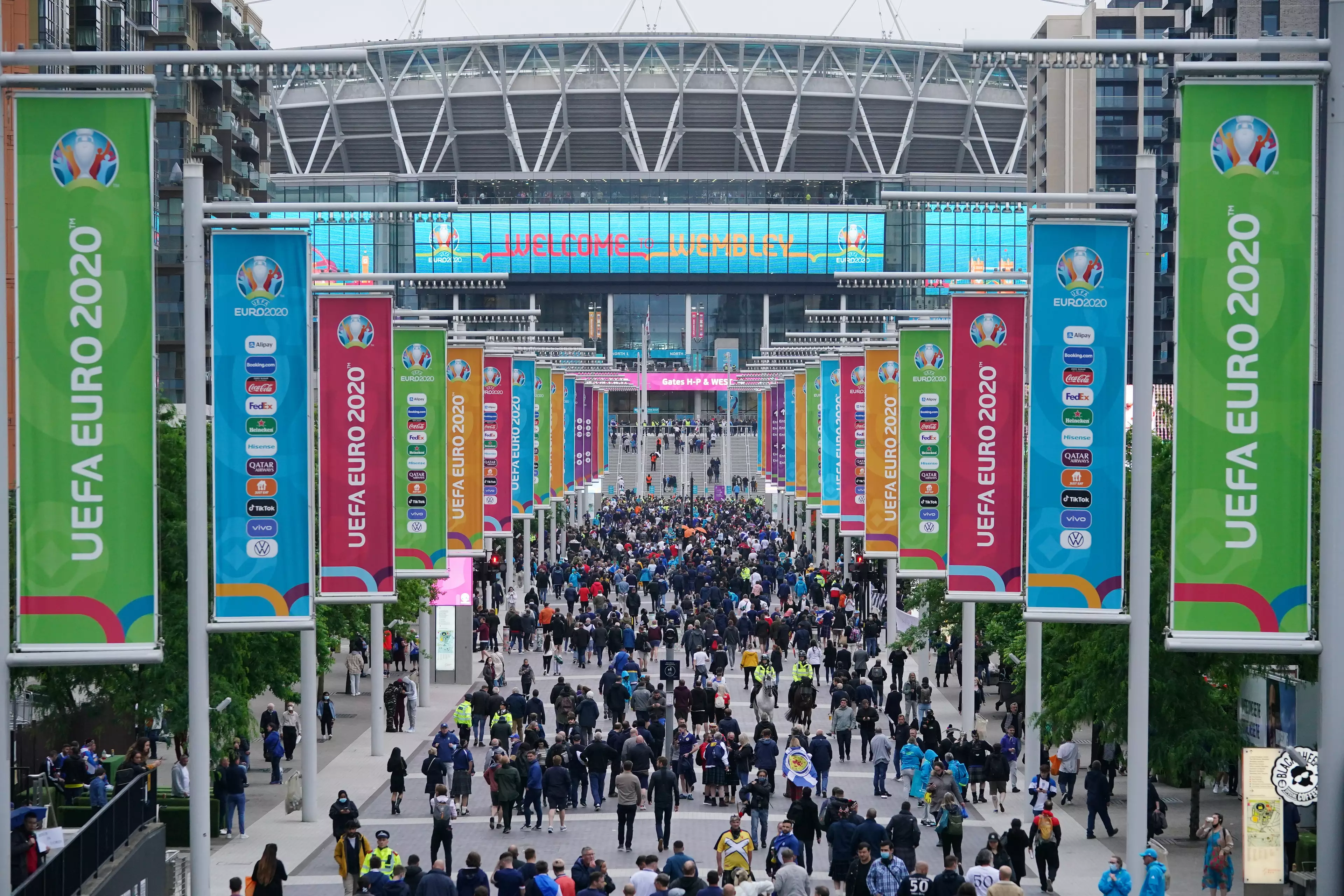 Fans arrive at Wembley. Image: PA Images