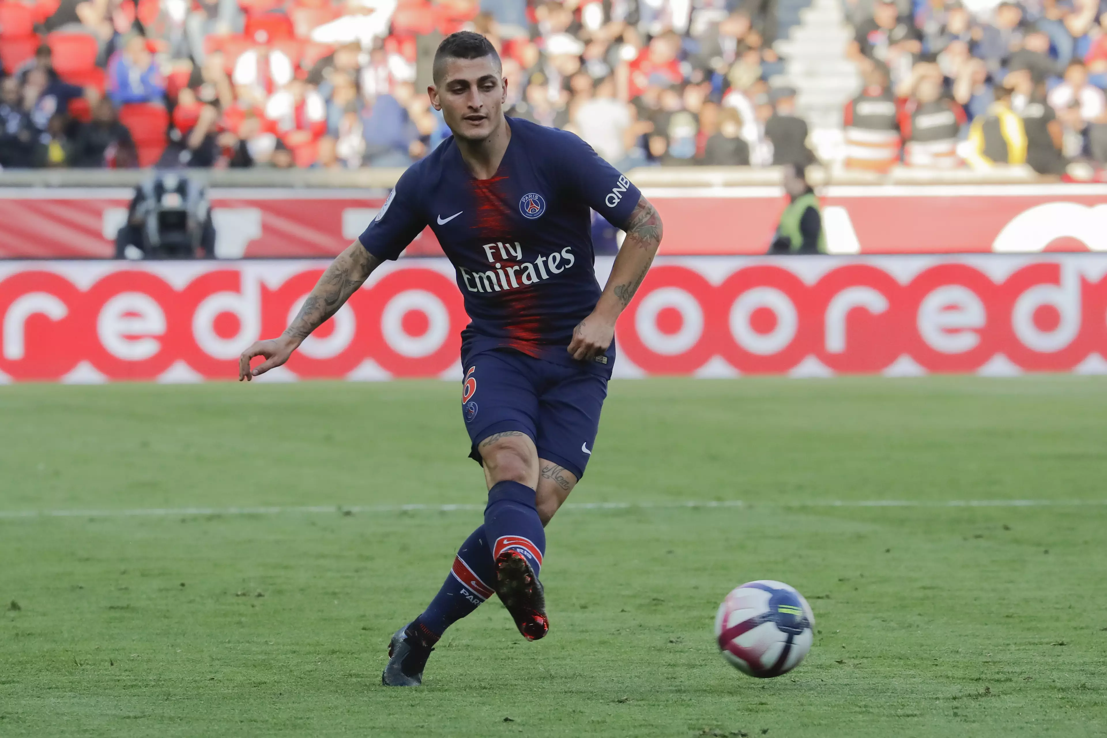 Verratti on the ball for PSG. Image: PA Images