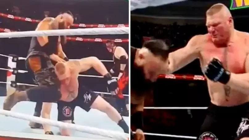 Brock Lesnar Shocks Royal Rumble Crowd With An Actual Punch On Braun Strowman