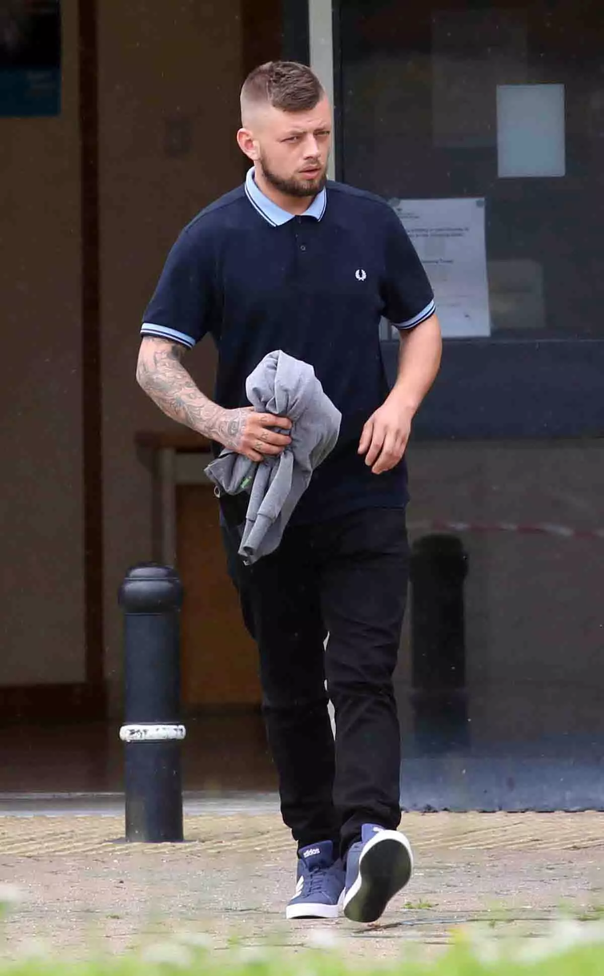 Connor Allenby leaving North Tyneside magistrates court, North Shields.