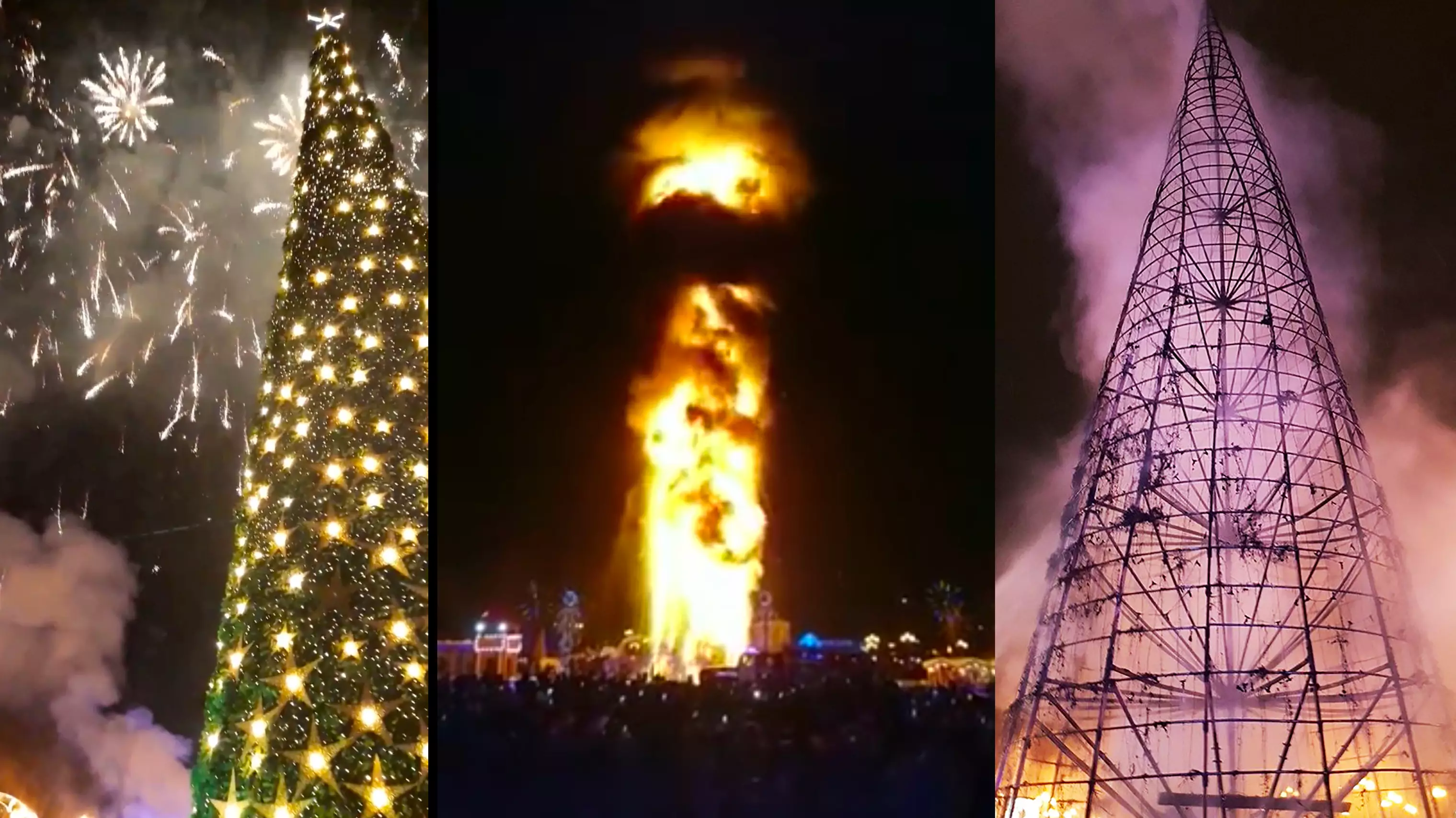 An 80ft Christmas Tree Burned Down In Minutes In Russia 