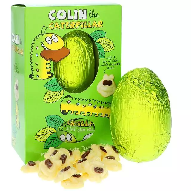 The £5 Colin features a hollow creamy milk chocolate egg accompanied by the best part of Colin (