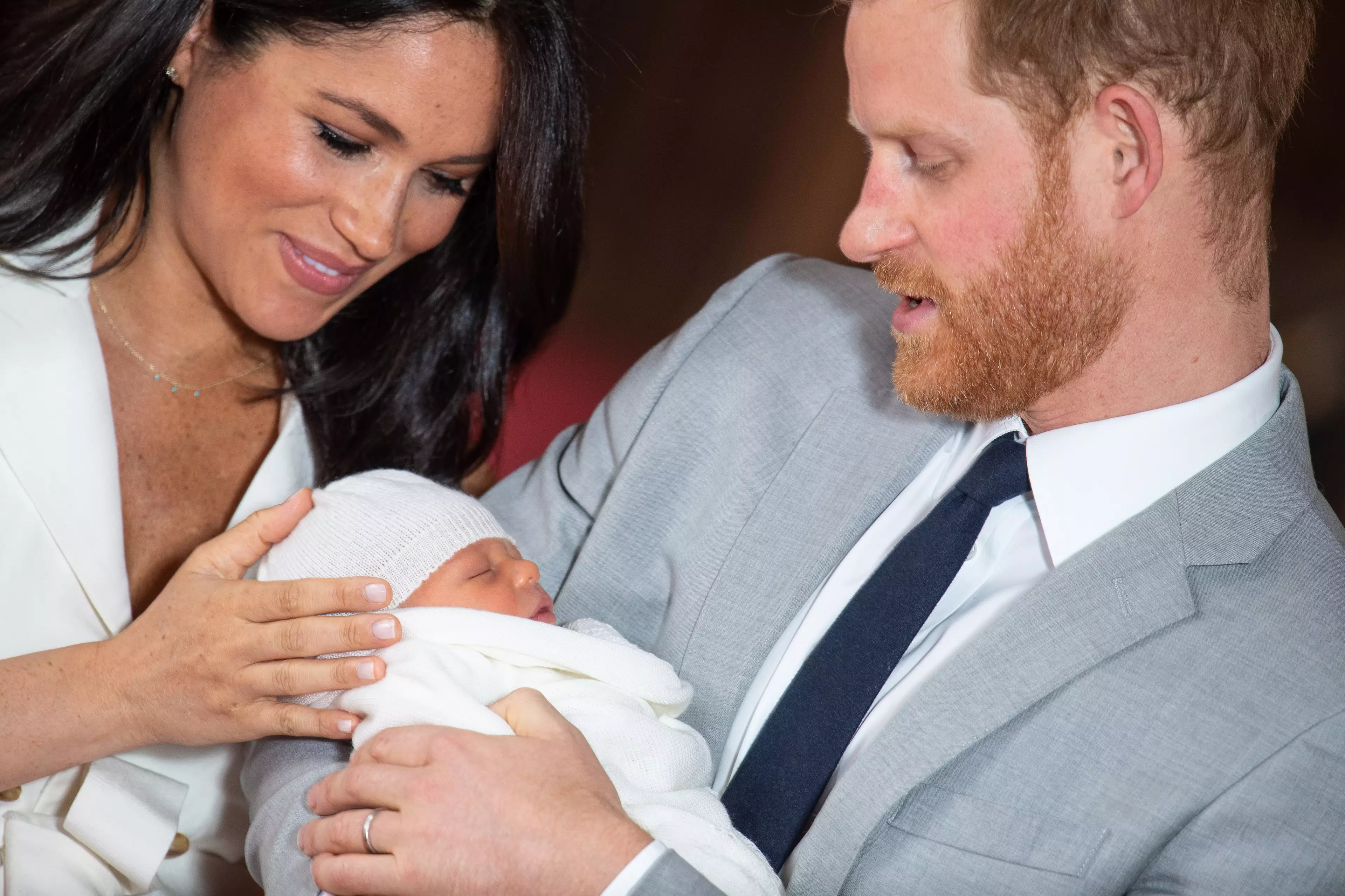 The couple looked besotted with Baby Sussex