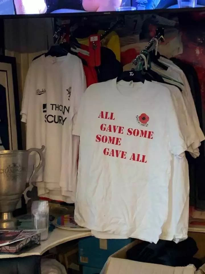 The pub are also selling poppy themed t shirts.