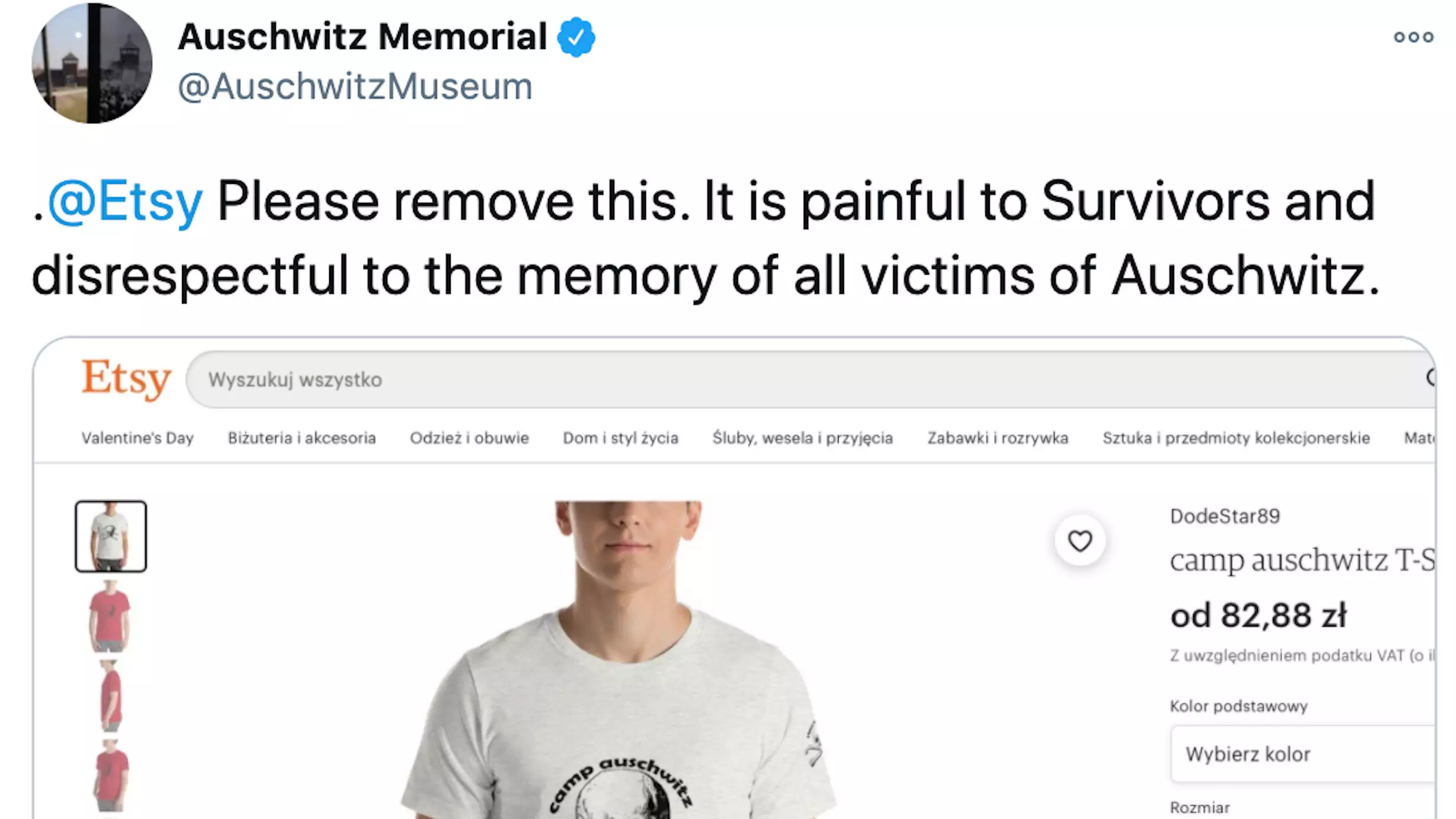 Etsy Removes 'Painful And Disrespectful' Auschwitz Shirt After Receiving Criticism 