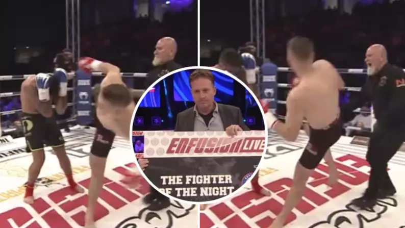 70-Year Old Kick-Boxing Referee Wins 'Fighter Of The Night' After Taking Spinning Kick
