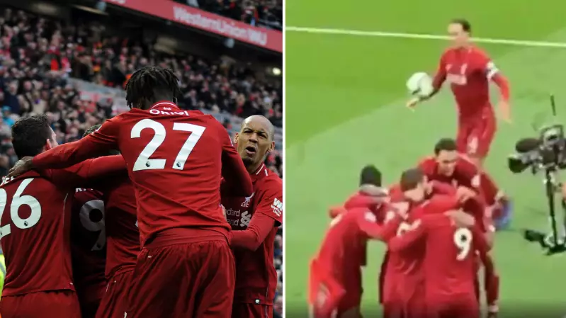 Virgil Van Dijk Celebrates Winner By Booting The Ball Into The Crowd