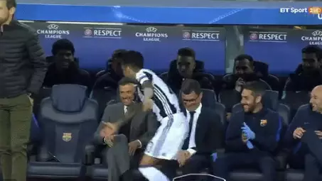 WATCH: Dani Alves Miss Kick-Off Because He Was Messing About With The Barca Bench