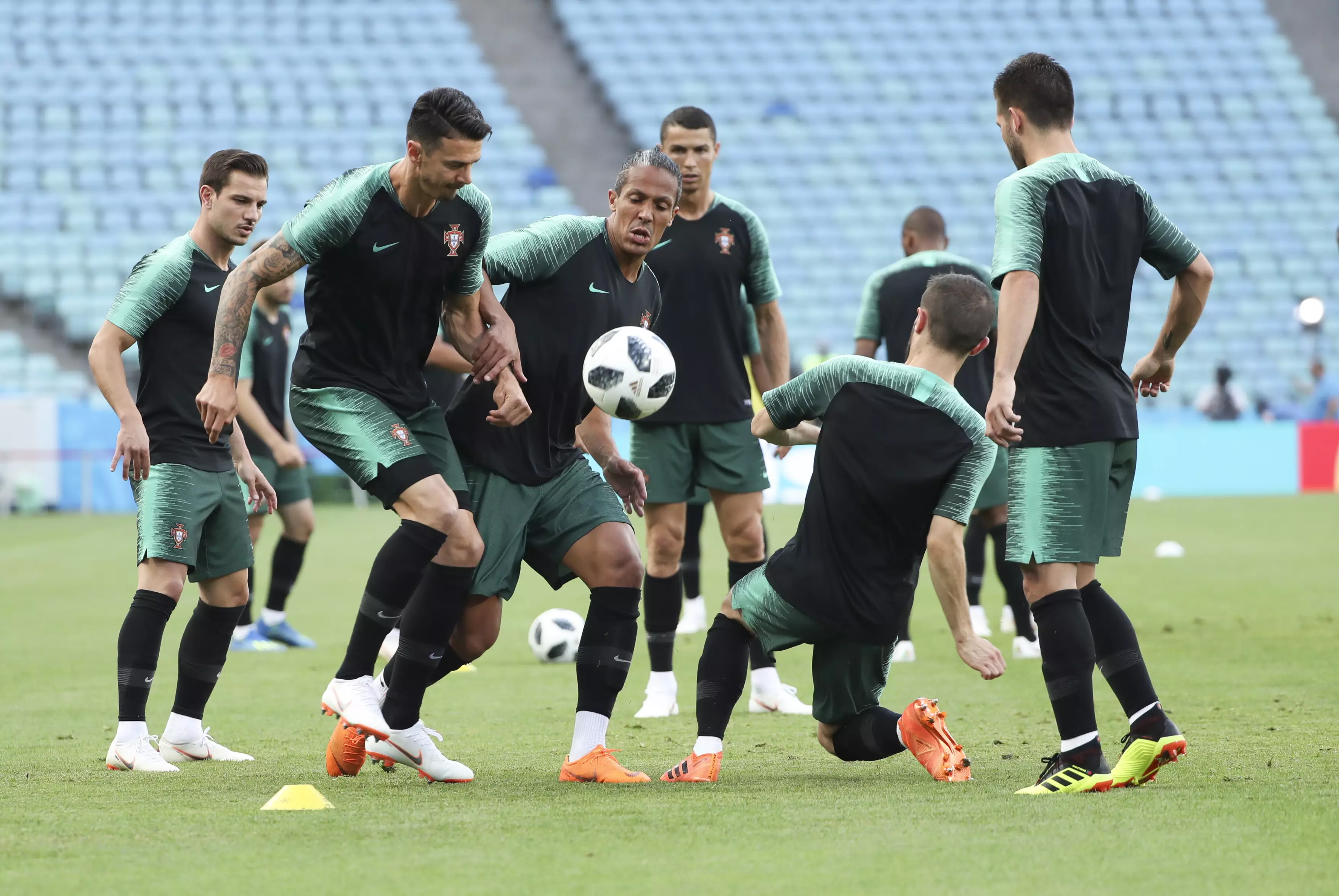 Portugal players during a training session. Image: PA