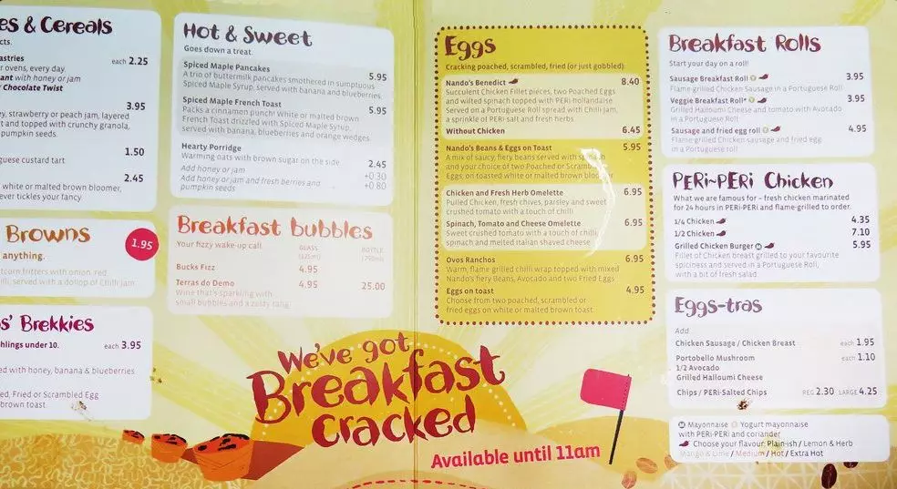 One Nando's Branch Has a Breakfast Menu And See Ya Later
