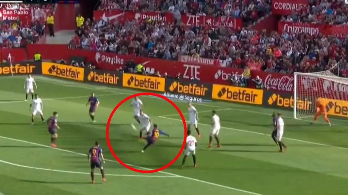 Lionel Messi Thwacks In An Outrageous Volley Against Sevilla