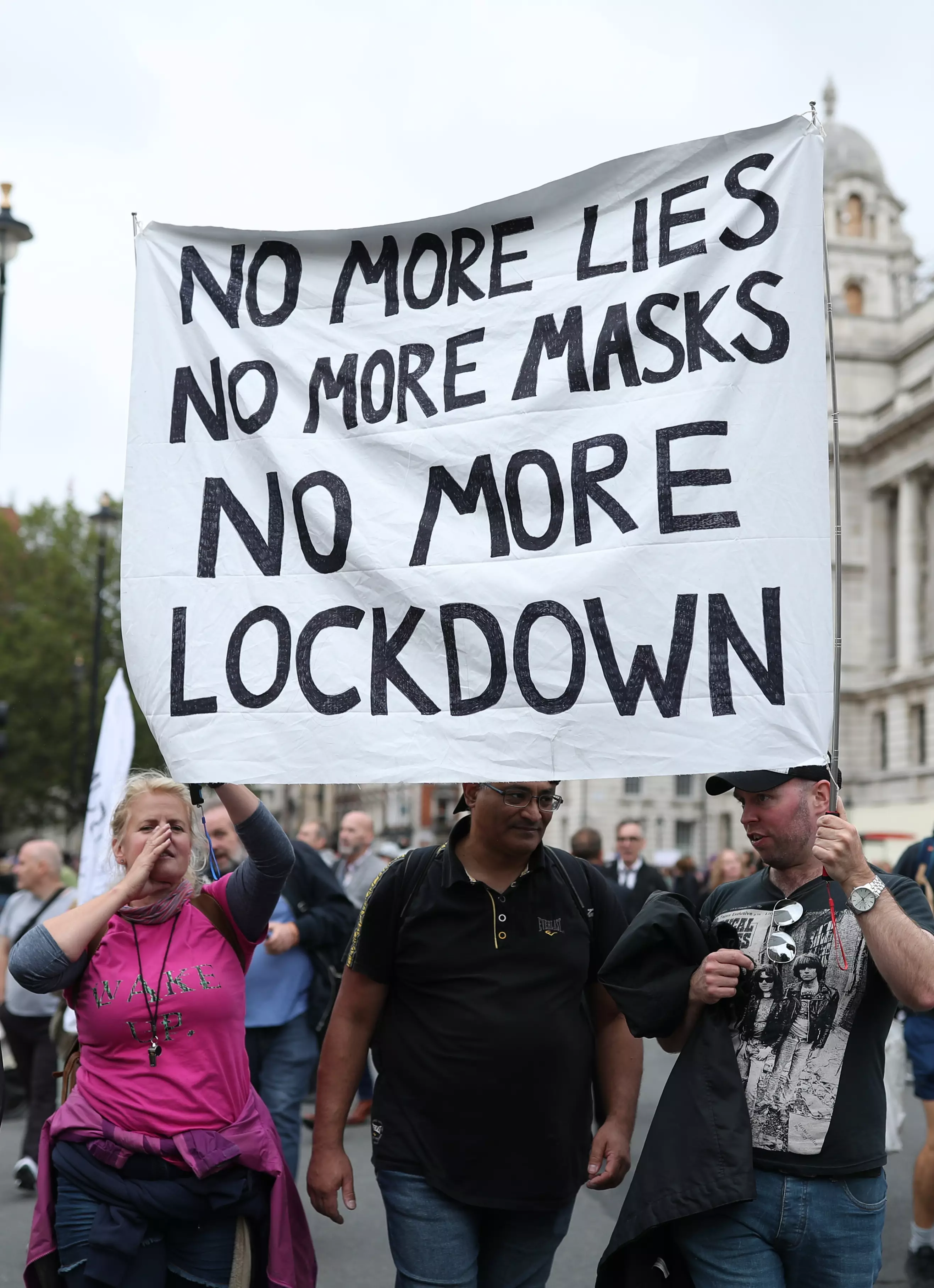 Thousands gathered in London to oppose the government's lockdown measures.