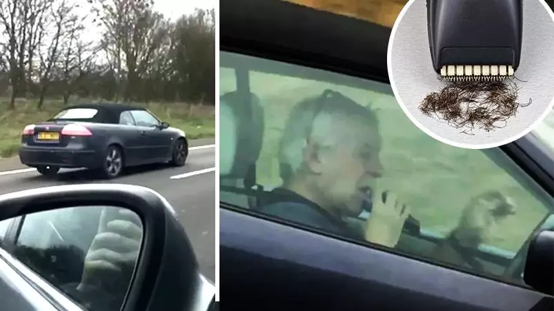 Man Takes Both Hands Off Wheel To Shave While Driving On Motorway