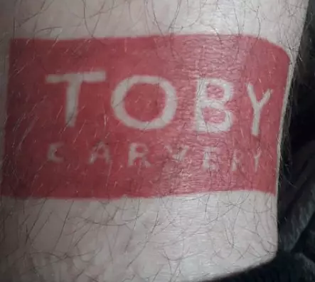 James Crigg got the Toby Carvery tattoo while on holiday in Tenerife.