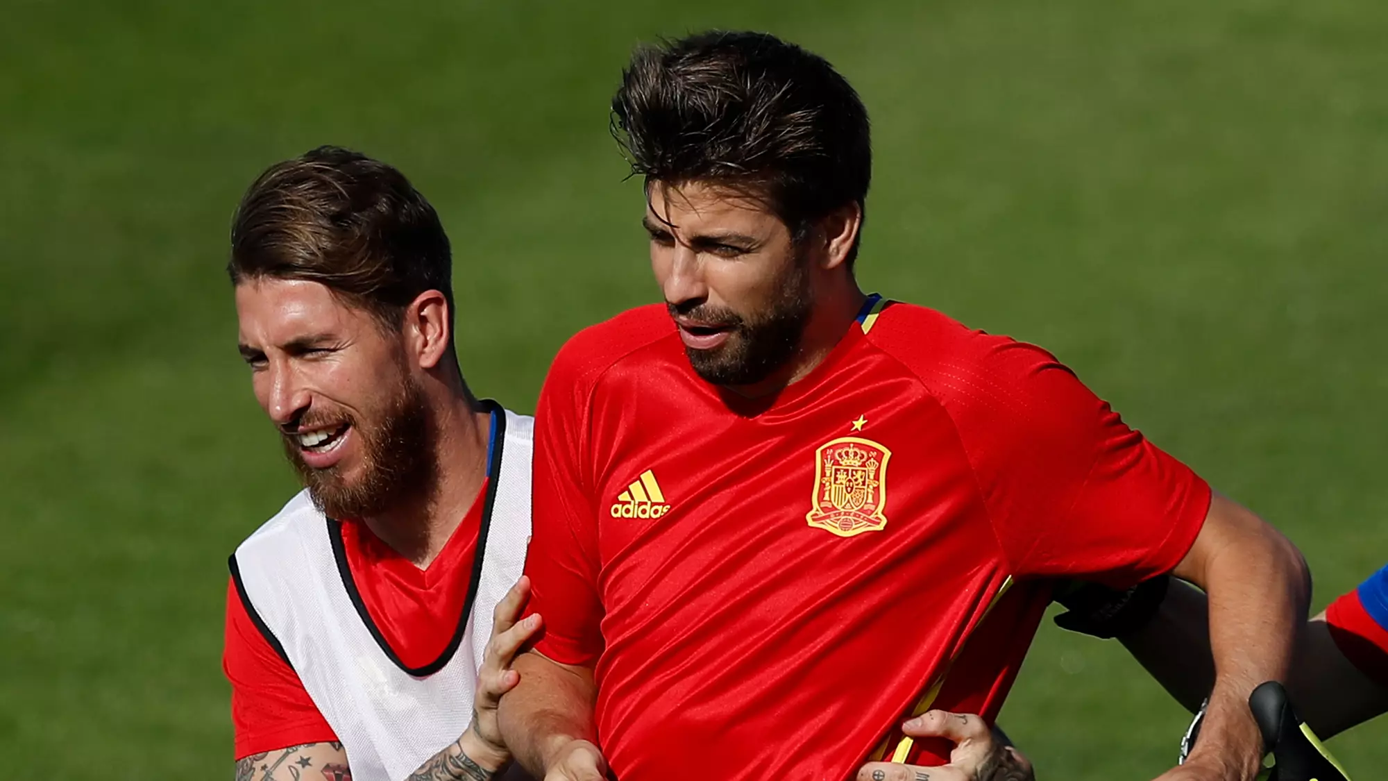 Gerard Pique And Sergio Ramos Swap Digs After Spain Win