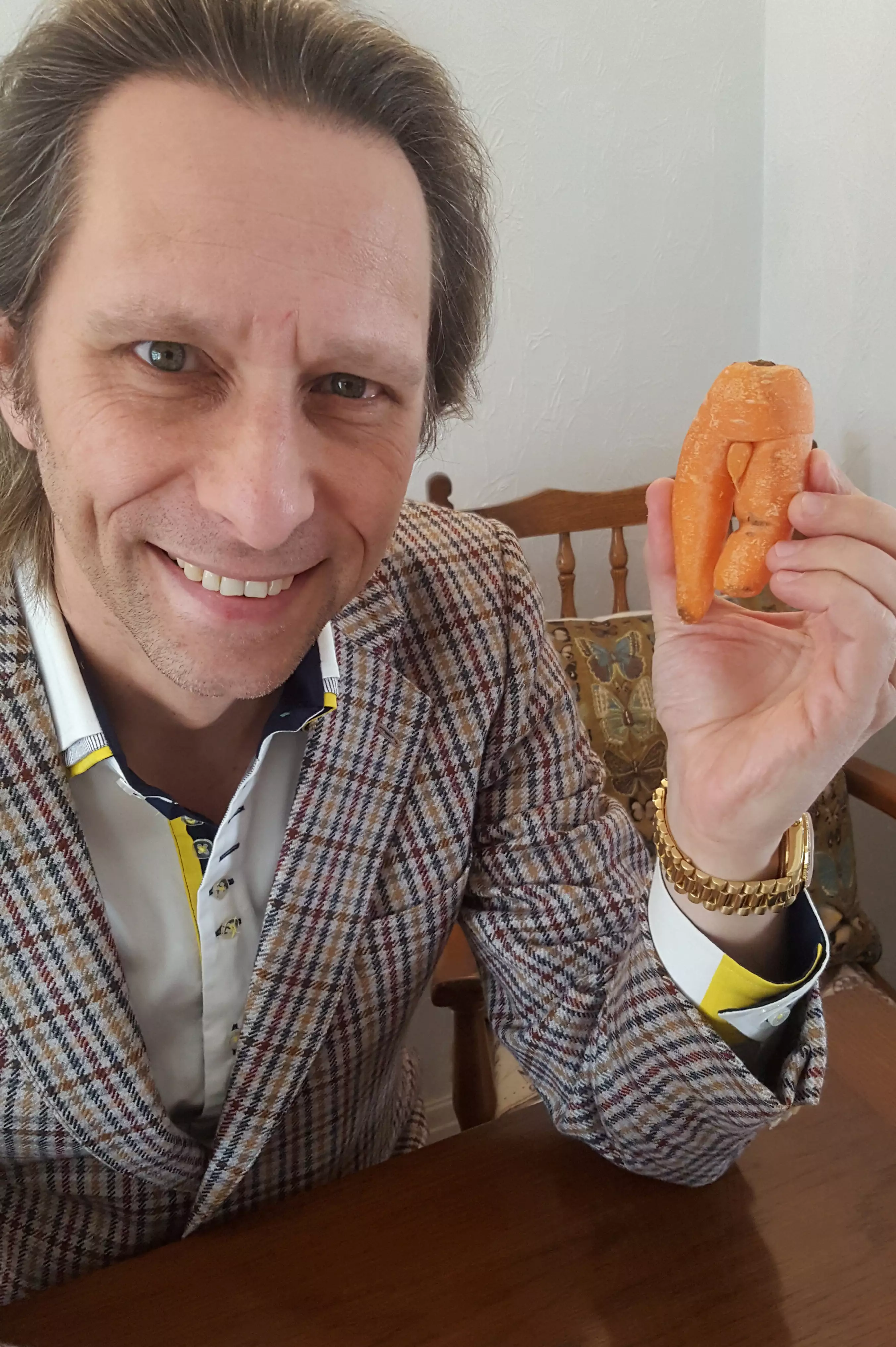 Michael with his beloved carrot.