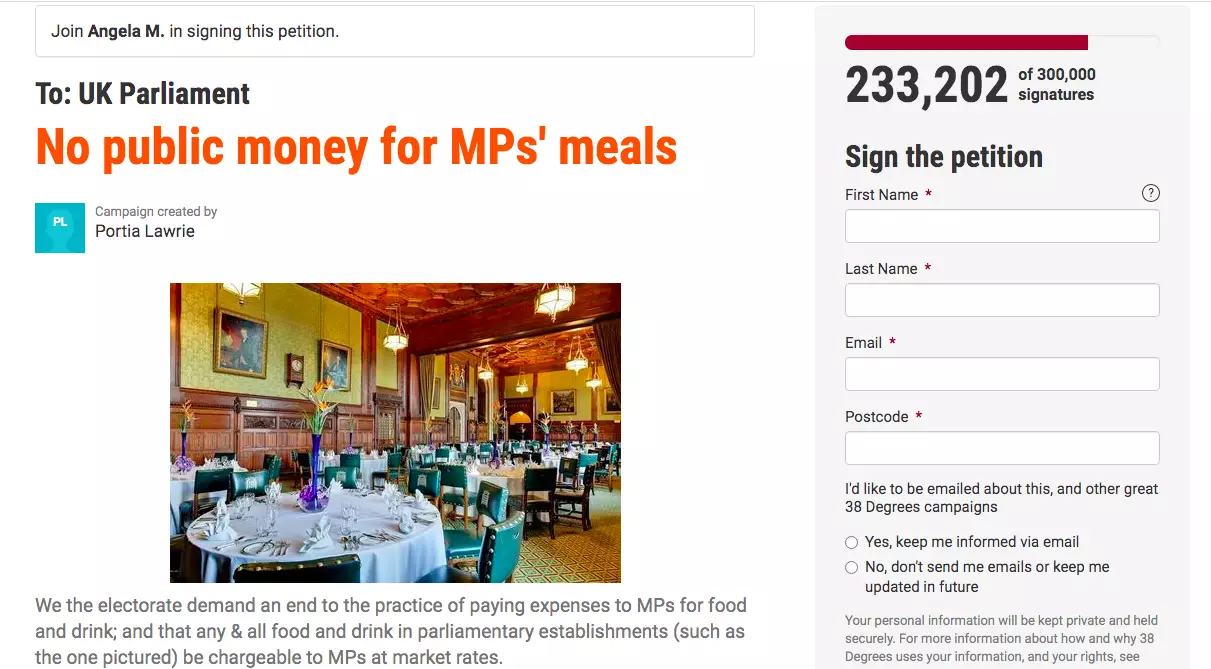The petition is gathering steam (
