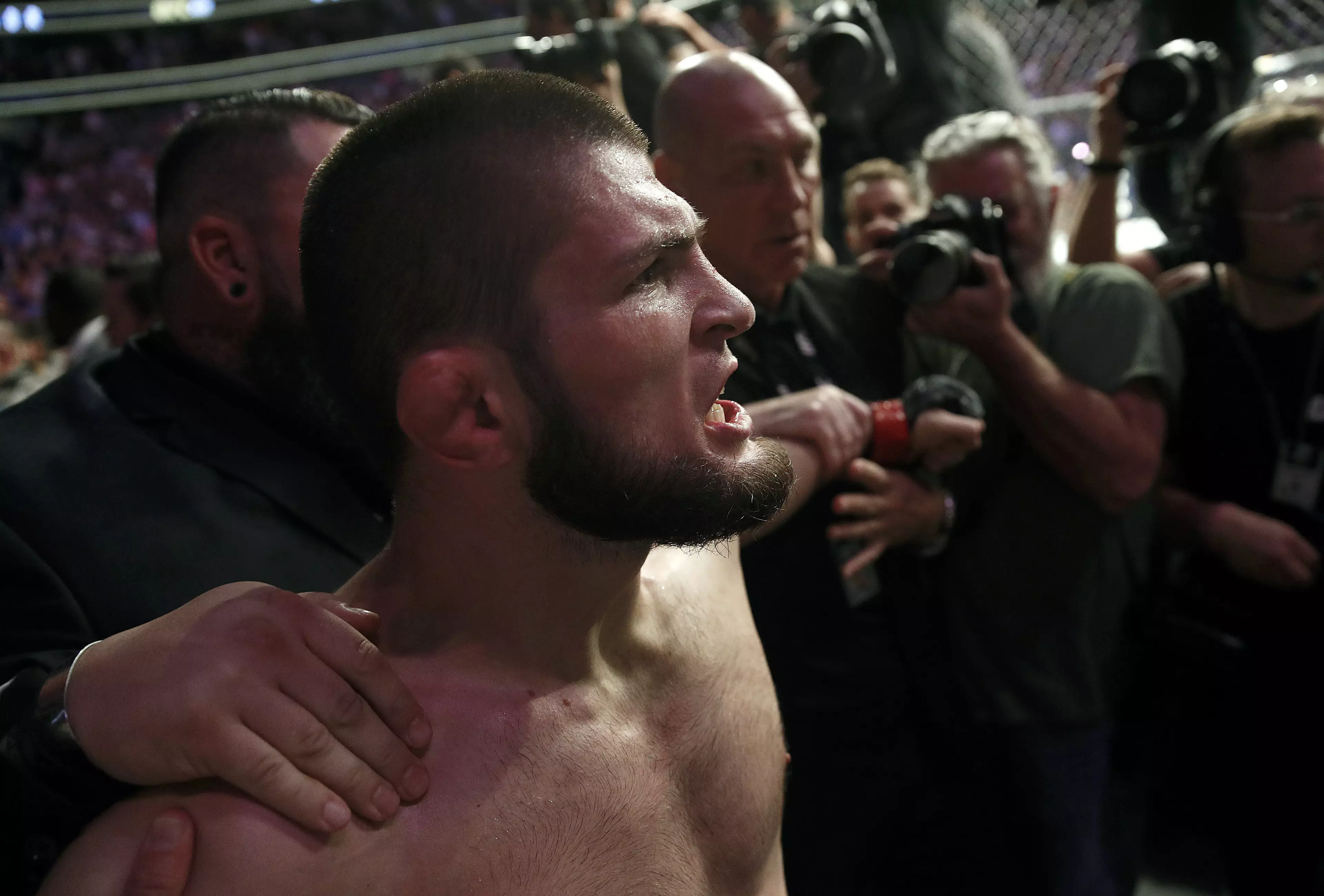 Khabib after he jumped into the crowd. Image: PA Images