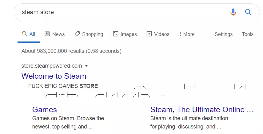 Steam's Google Description 