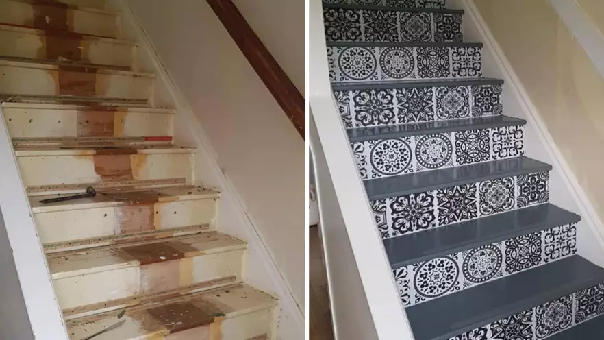 Woman Unveils Incredible £65 Stairway Transformation