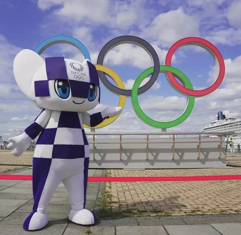 Olympic Rings on display in Yokohama.
