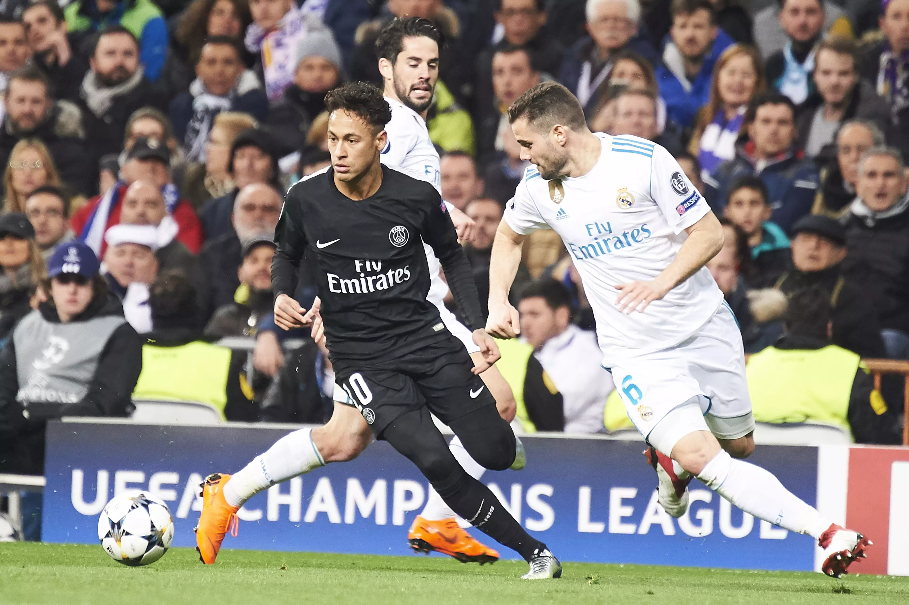 Neymar in action for PSG at the Bernabeu. Image: PA