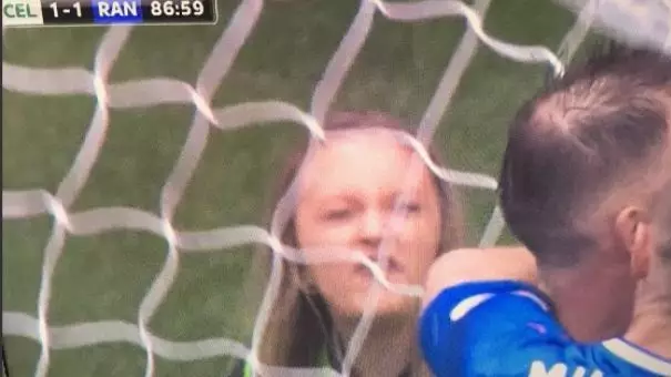 A Celtic Supporting Ball Girl Was Not Happy With Rangers' Last Minute Old Firm Equaliser 