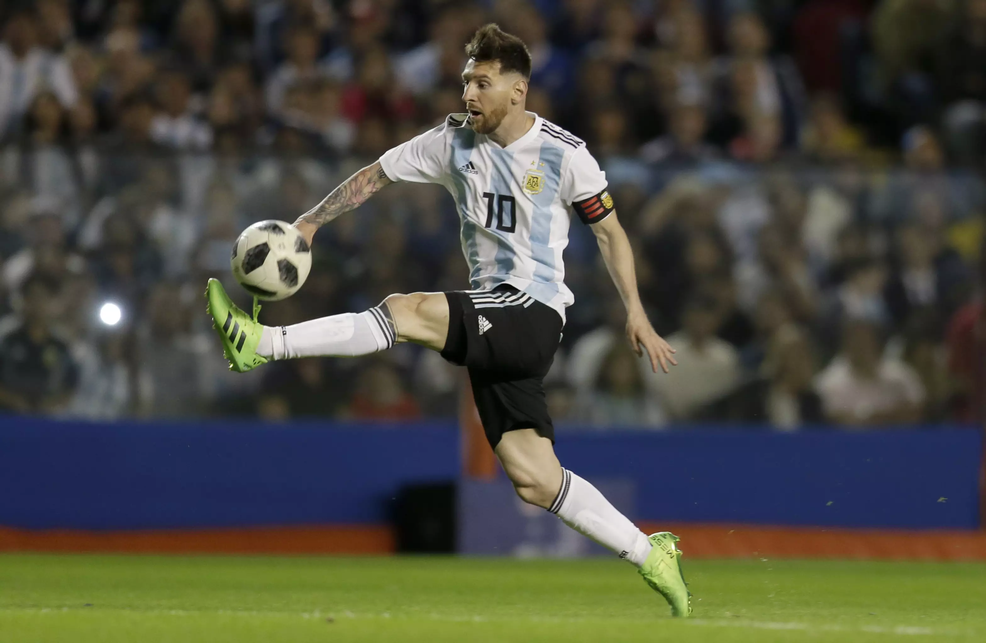 Messi in action for Argentina. Image: PA