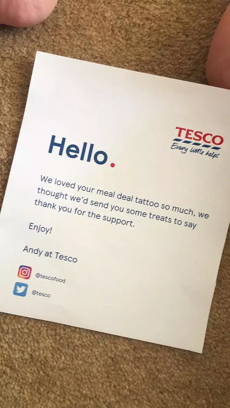 The supermarket's thank you note.