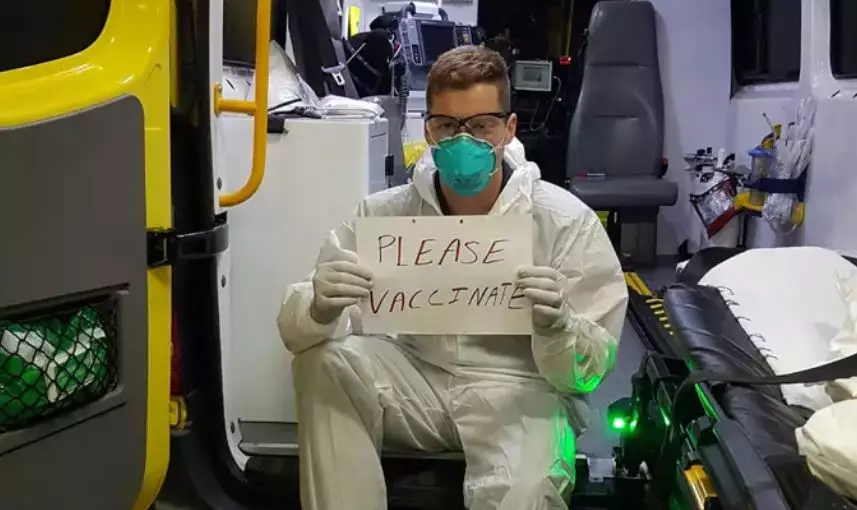 Paramedic Brendan Peat went viral after encouraging people to get vaccinated.