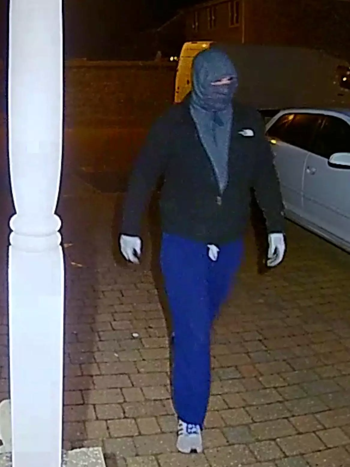 The masked man stole food meant for an elderly man who is isolation due to coronavirus.