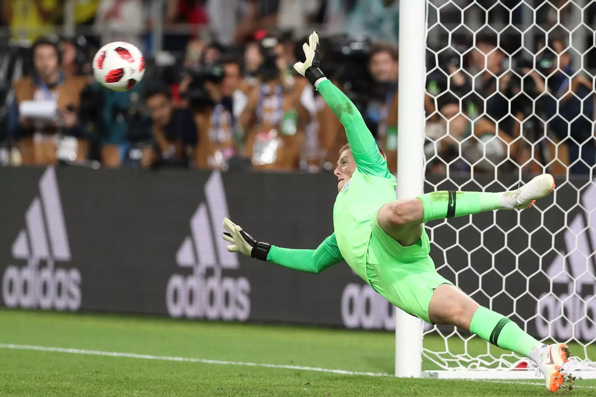Pickford saves a penalty. Image: PA