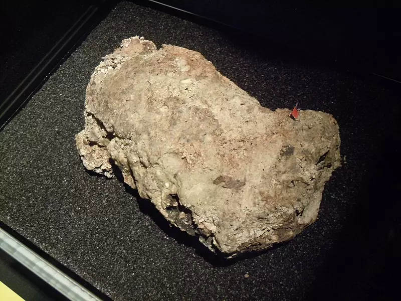A dried section of the Whitechapel fatberg, on display at the Museum of London.