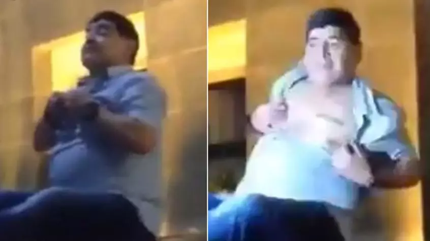 'Drunk' Diego Maradona Flashes His Nipples To Fans In Bizarre Scenes
