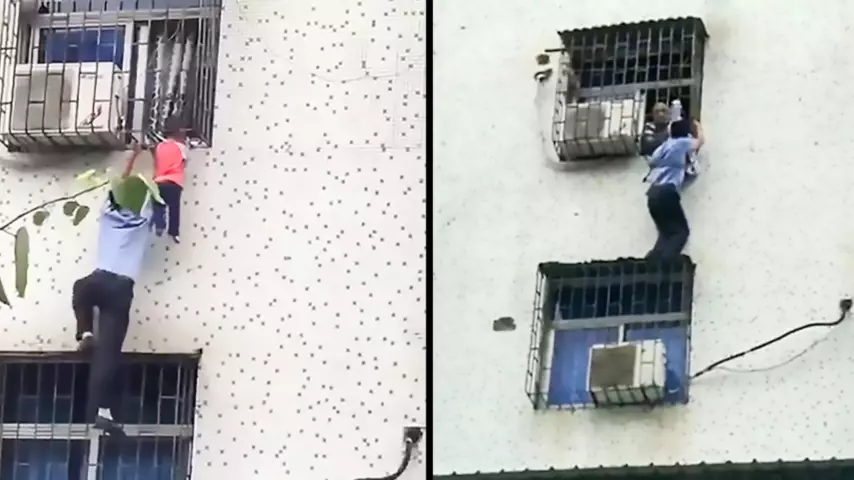 Heroic Man Saves Baby Hanging By Its Neck From A Window