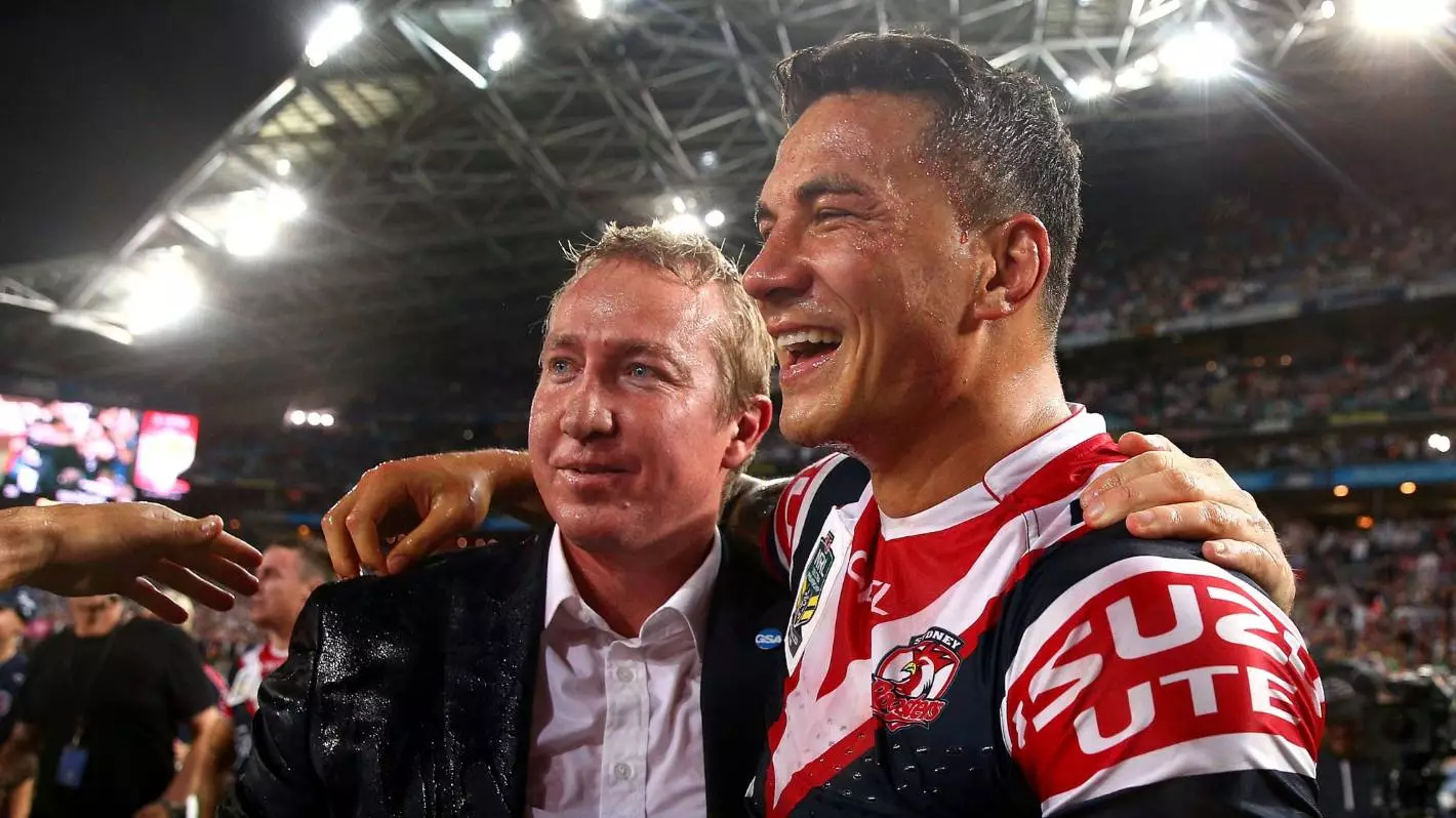 Sonny Bill Williams and Trent Robinson after winning the Grand Final.